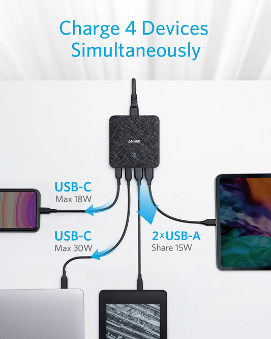 Ladegerät Anker PowerPort Atom III Station, 65W, 3A, 2 x USB-A - 2 x USB-C, Schwarz A2046G12