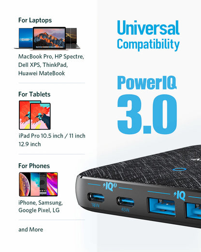 Ladegerät Anker PowerPort Atom III Station, 65W, 3A, 2 x USB-A - 2 x USB-C, Schwarz A2046G12
