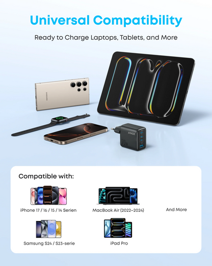 Chargeur Réseau Anker Zolo, 70W, 3.5A, 1 x USB-A - 3 x USB-C, Noir A121CG11