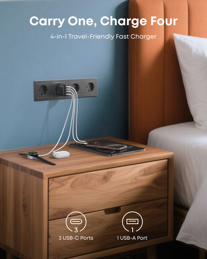 Chargeur Réseau Anker Zolo, 70W, 3.5A, 1 x USB-A - 3 x USB-C, Noir A121CG11