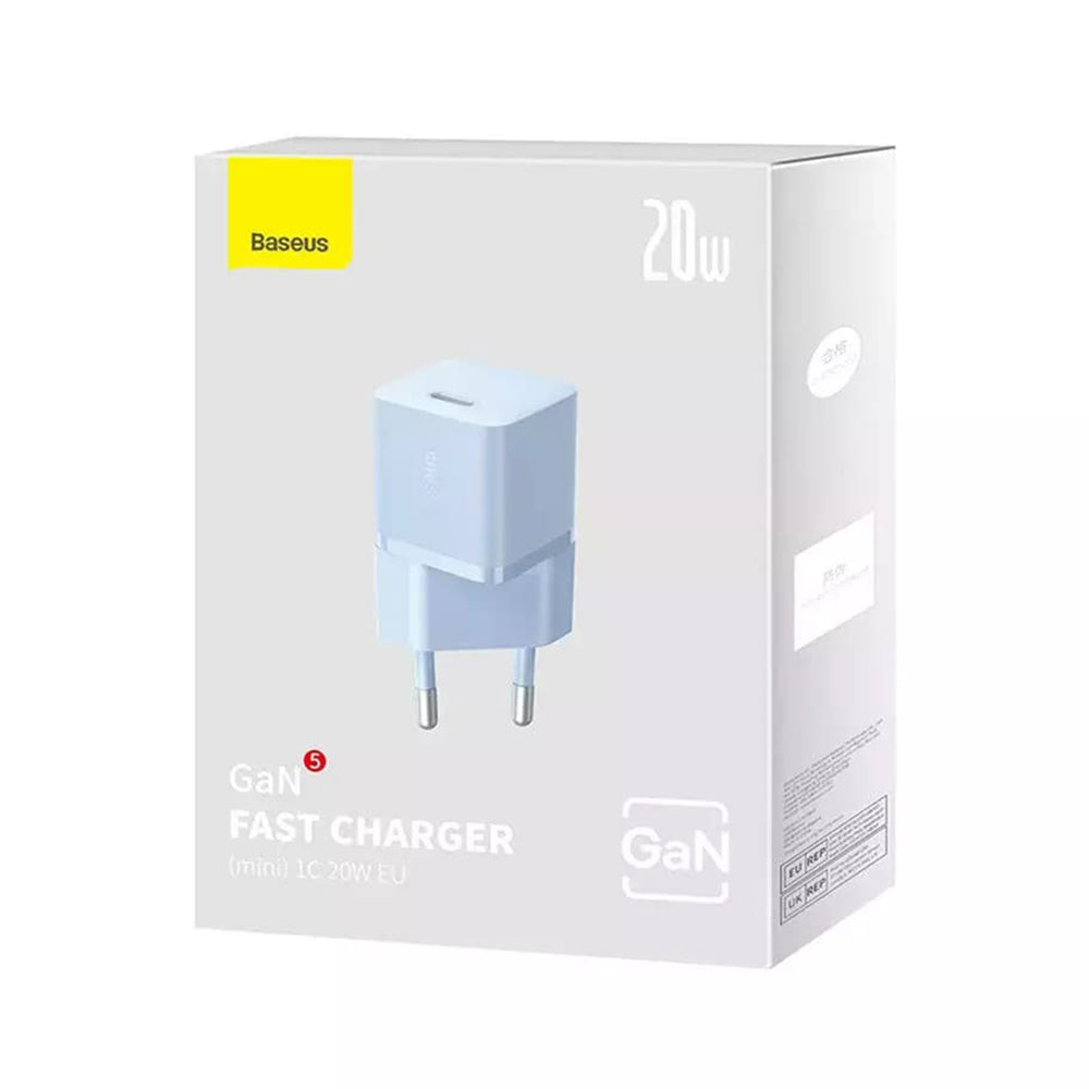 Baseus GaN Mini 1C Netzladegerät, 20W, 3A, 1 x USB-C, Blau CCGN050103
