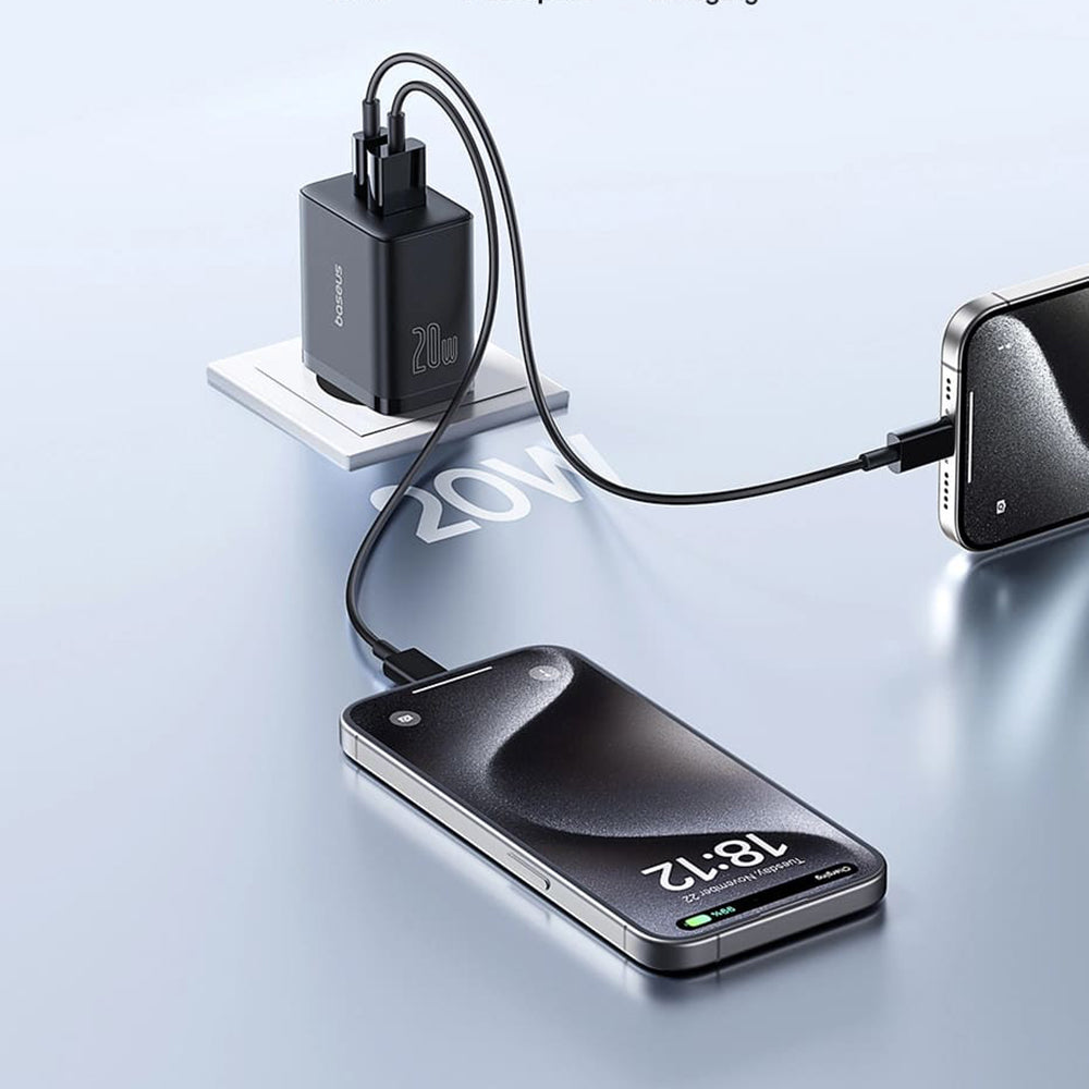 Baseus Cube Netzladegerät, 20W, 3A, 1 x USB-A - 1 x USB-C, Schwarz P10111403113-00