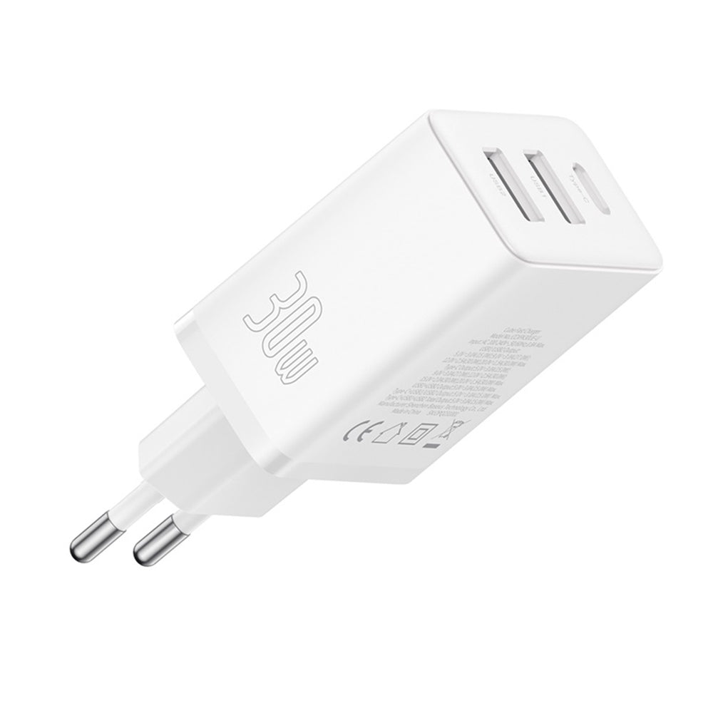 Baseus Cube Netzladegerät, 30W, 3A, 2 x USB-A - 1 x USB-C, Weiß P10111402213-00