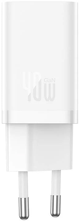 Baseus GaN5 Pro Netzladegerät, 40W, 3A, 2 x USB-C, Weiß CCGP180102