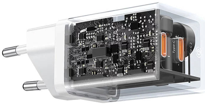 Baseus GaN5 Pro Netzladegerät, 40W, 3A, 2 x USB-C, Weiß CCGP180102
