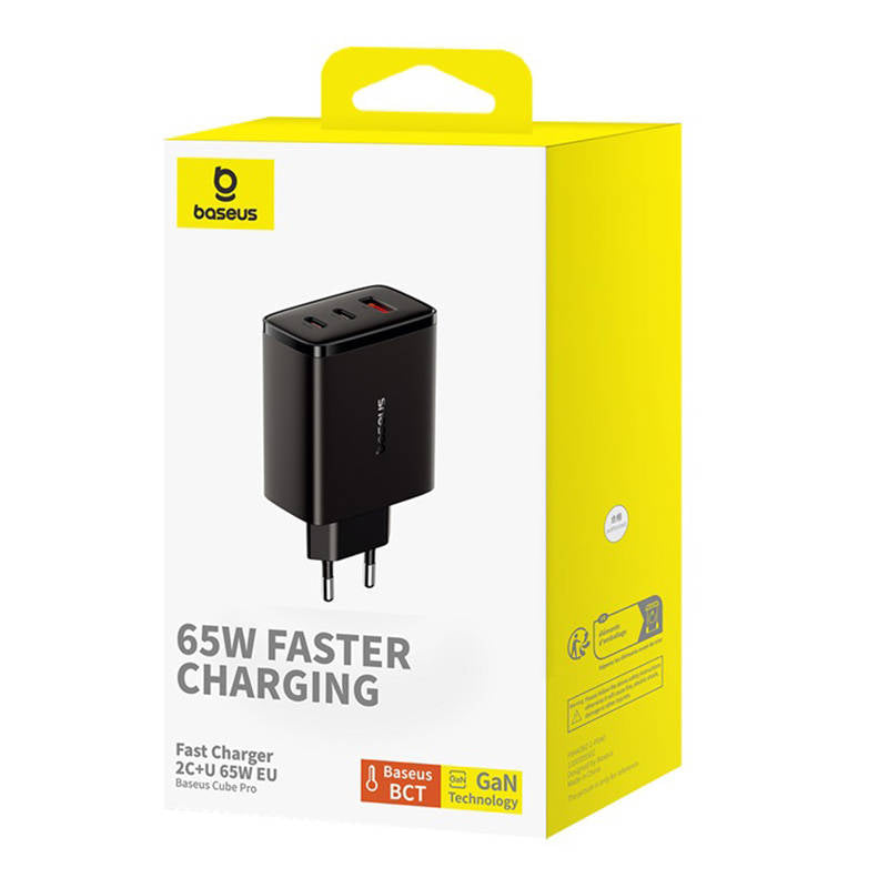 Chargeur Réseau Baseus OS-Cube Pro, 65W, 3.25A, 1 x USB-A - 2 x USB-C, Noir P10152301113-00
