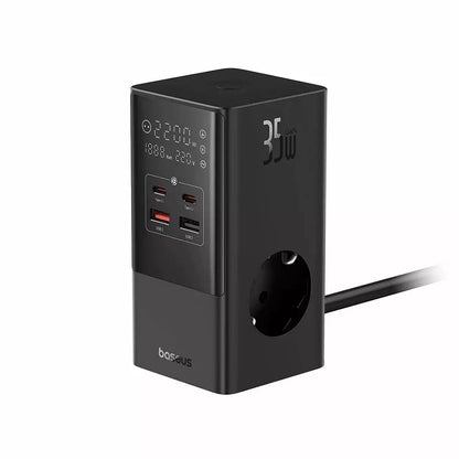 Chargeur Réseau Baseus PowerCombo, 35W, 5A, 2 x USB-A - 2 x USB-C - 3 x Schuko, Noir, Reconditionné E00023606113-00