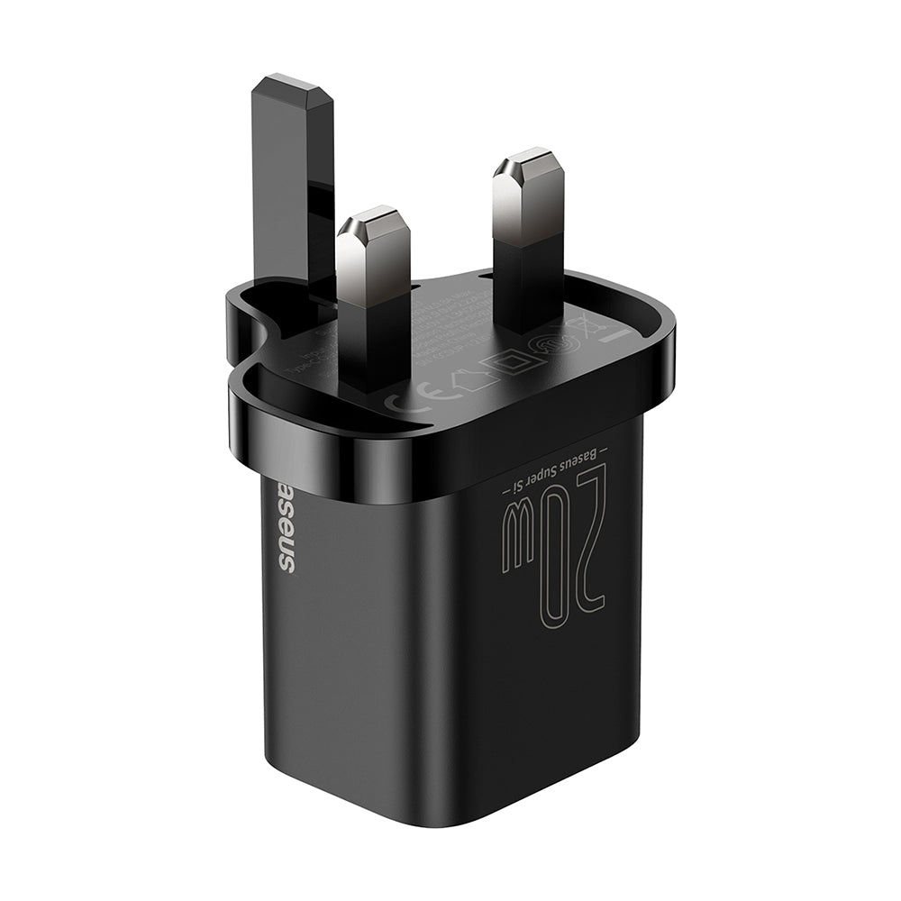 Baseus Super Si UK Netzladegerät, 20W, 3A, 1 x USB-C, Schwarz CCSUP-K01