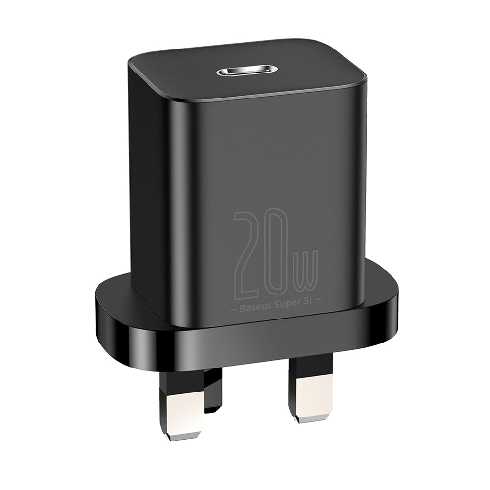 Baseus Super Si UK Netzladegerät, 20W, 3A, 1 x USB-C, Schwarz CCSUP-K01
