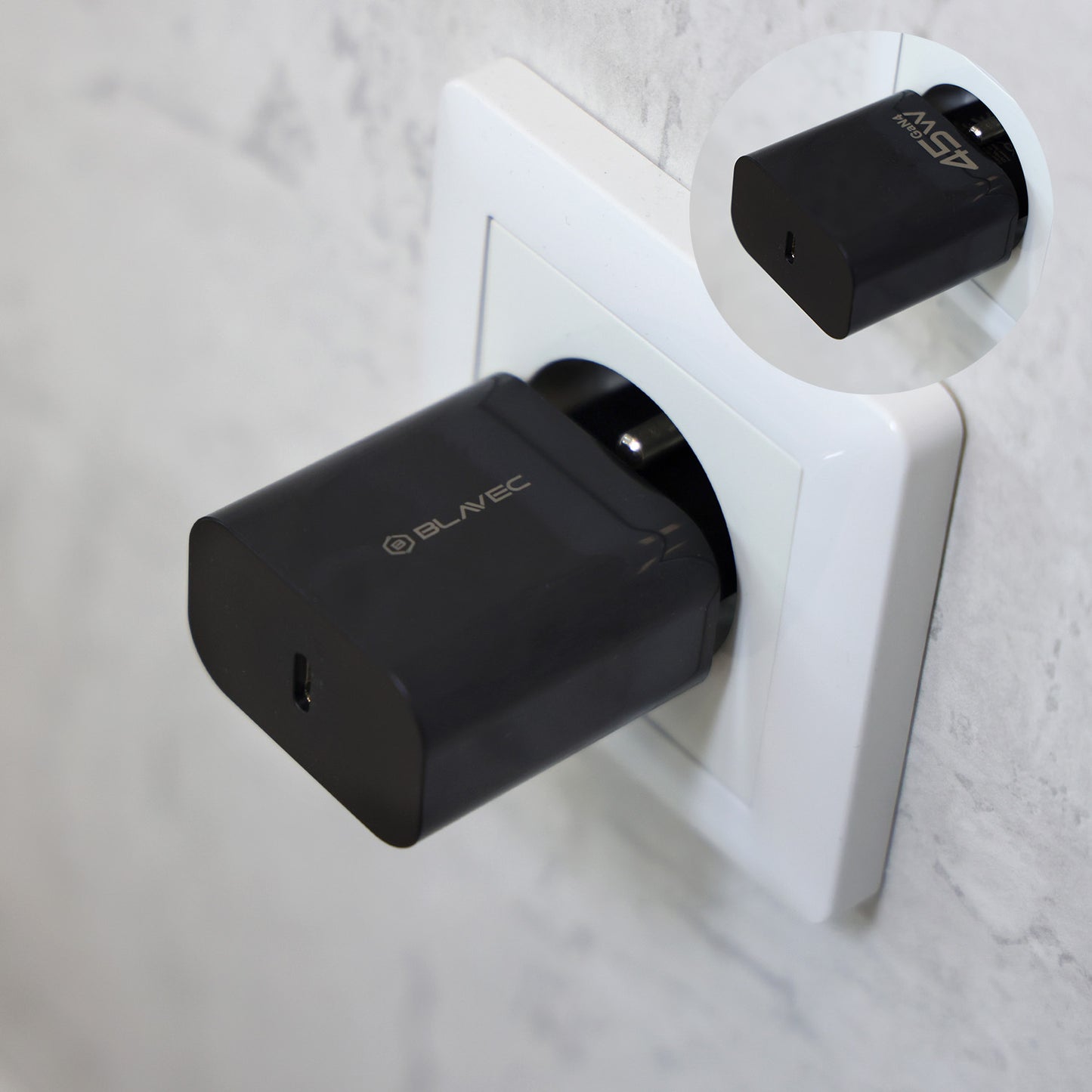 Netzladegerät Blavec BC-7, 45W, 3A, 1 x USB-C, Schwarz