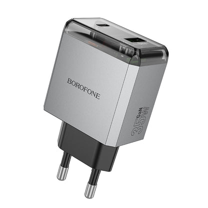 Chargeur Réseau Borofone BN20 Lena, 35W, 3A, 1 x USB-A - 1 x USB-C, Gris