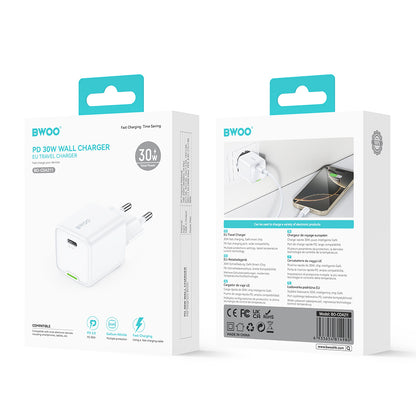 Chargeur Réseau BWOO CDA211, 30W, 3A, 1 x USB-C, Blanc
