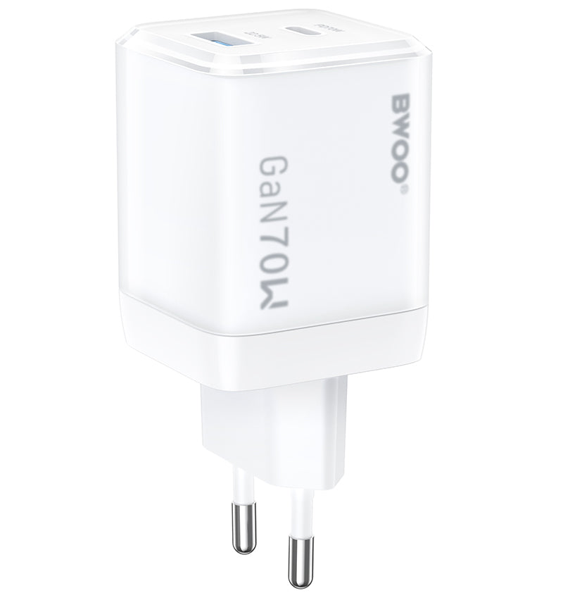 Netzladegerät BWOO CDA224, 70W, 3.25A, 1 x USB-A - 1 x USB-C, Weiß