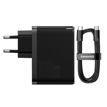 Chargeur Réseau avec Câble USB-C Baseus GaN5 Pro, 100W, 3A, 1 x USB-A - 1 x USB-C, Noir CCGP090201
