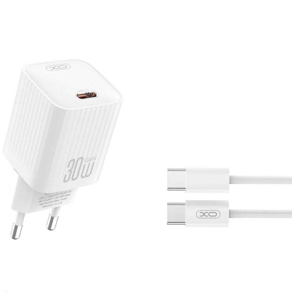 Chargeur Réseau avec Câble USB-C XO Design L148, 30W, 3A, 1 x USB-C, Blanc