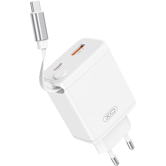Netzladegerät mit USB-C Kabel XO Design CE31, 30W, 3A, 1 x USB-A - 1 x USB-C, Weiß