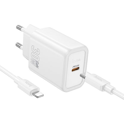 Chargeur réseau avec câble Lightning HOCO N62, 30W, 3A, 1 x USB-C, Blanc