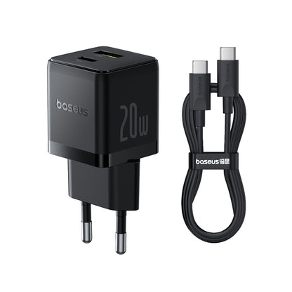 Chargeur Réseau avec Câble USB-C Baseus Palm, 20W, 3A, 1 x USB-A - 1 x USB-C, Noir P10111608113-01