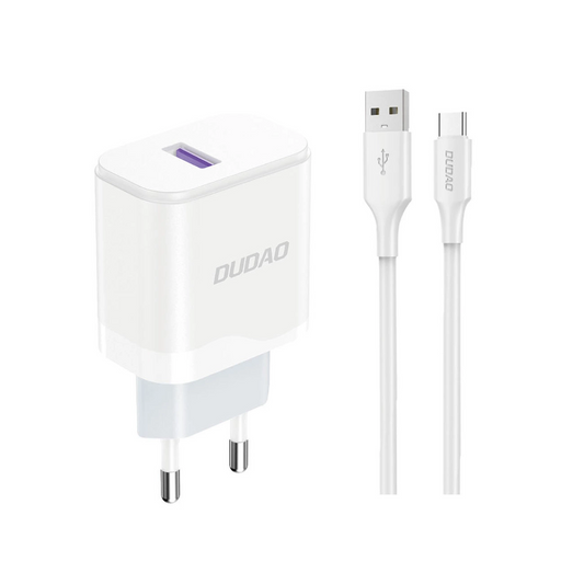 Netzladegerät mit USB-C Kabel Dudao A20EU, 18W, 3A, 1 x USB-A, Weiß