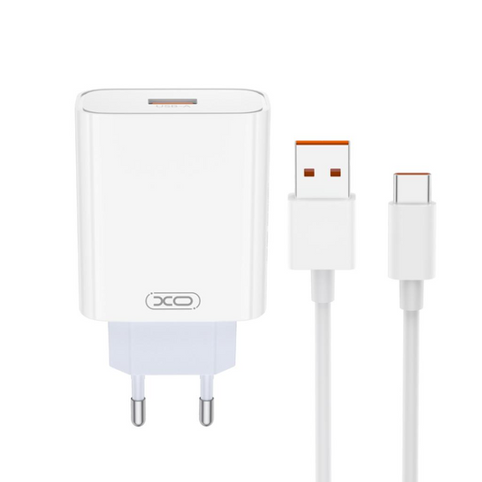 Chargeur réseau avec câble USB-C XO Design L164, 30W, 1 x USB-A, Blanc