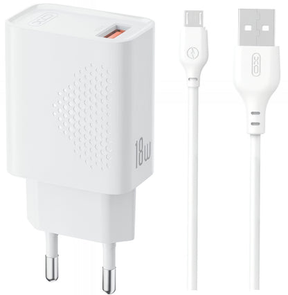 Network Charger with microUSB Cable XO Design L159, 18W, 3A, 1 x USB-A, White