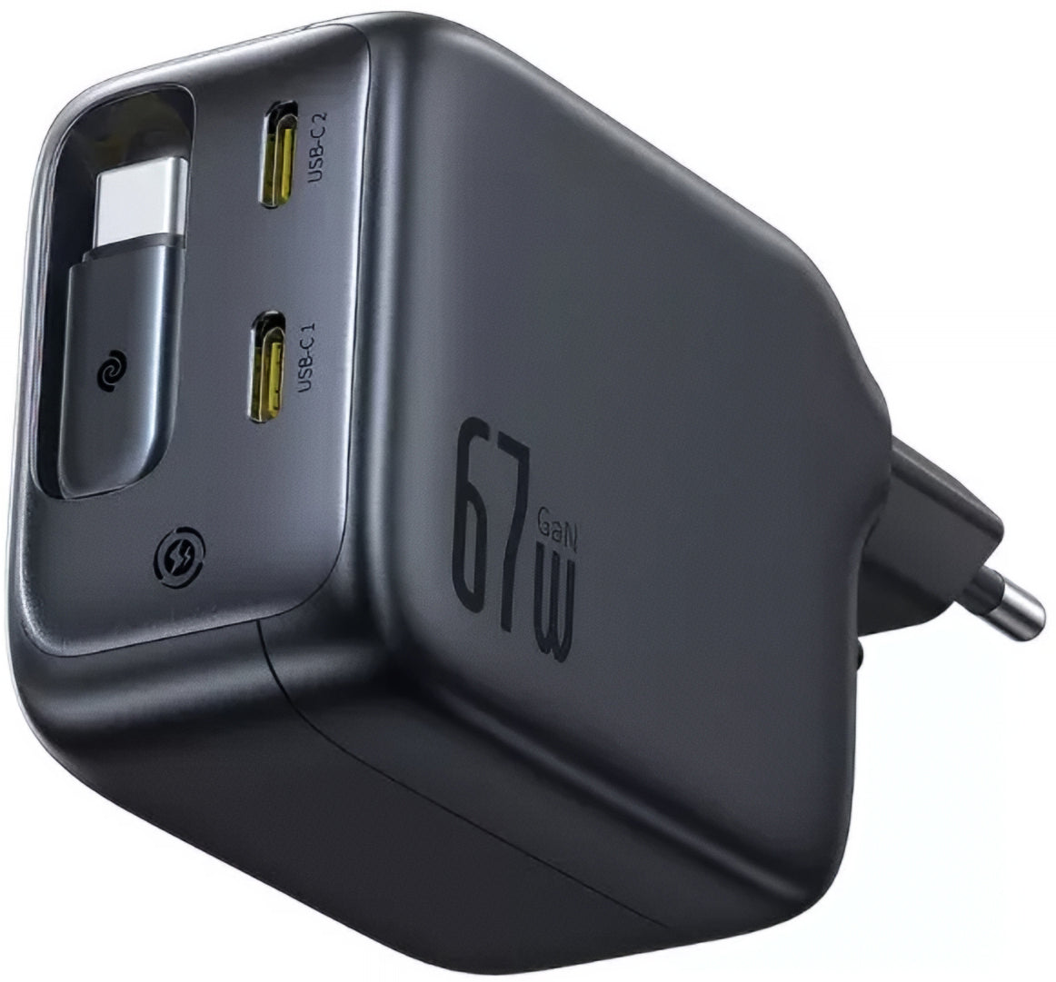 Chargeur réseau avec câble USB-C Baseus EnerCore CJ11, 67W, 3.35A, 2 x USB-C, Noir E0121E00