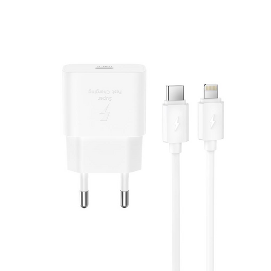 Chargeur secteur avec câble Lightning XO Design L167, 25W, 3A, 1 x USB-C, Blanc
