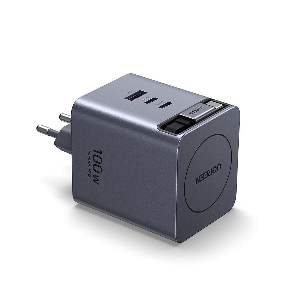 Chargeur secteur avec câble USB-C UGREEN X616 (65828), 100W, 5A, 1 x USB-A - 3 x USB-C, Gris