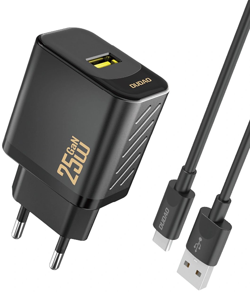 Netzteil mit USB-C-Kabel Dudao A27STEU, 25W, 3A, 1 x USB-A, Schwarz