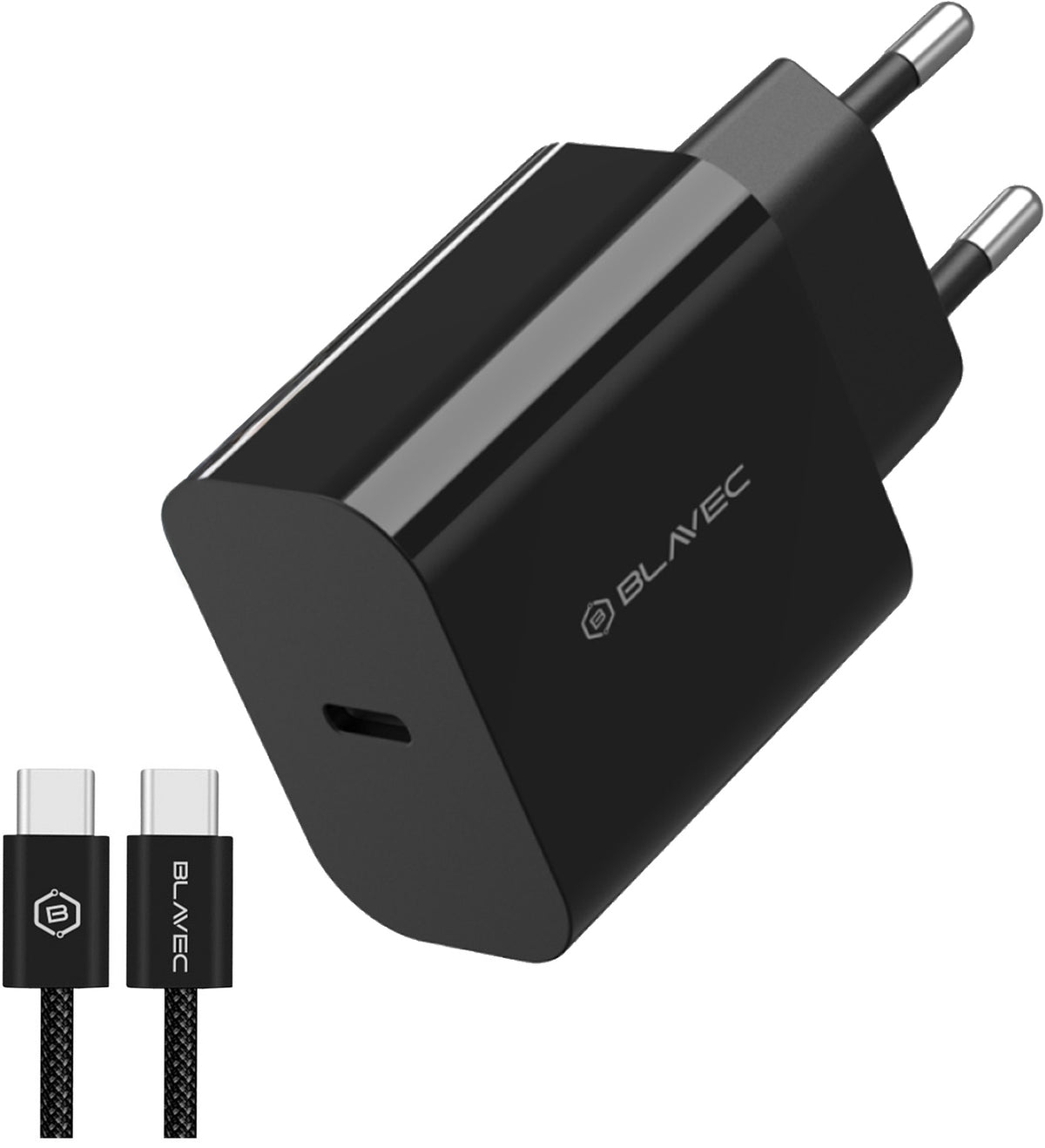 Chargeur secteur avec câble USB-C Blavec BC-14, 30 W, 3 A, 1 x USB-C, noir
