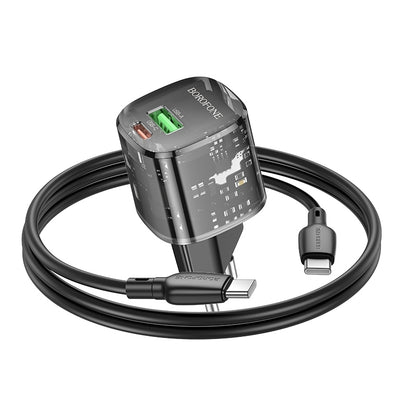 Netzladegerät mit USB-C Kabel Borofone BN17 Sunlight, 20W, 3A, 1 x USB-A - 1 x USB-C, Schwarz