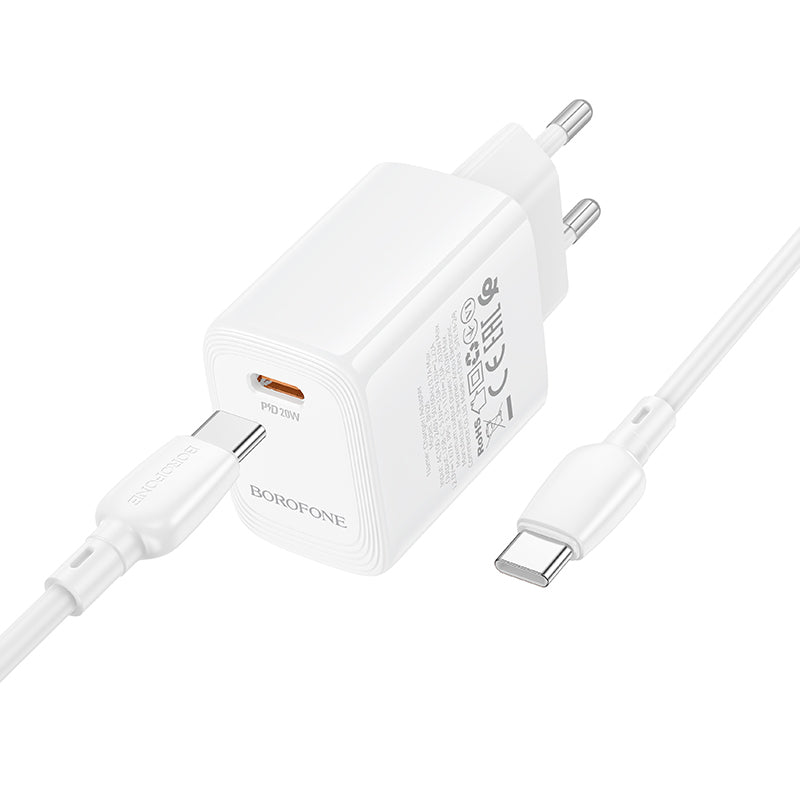 Netzladegerät mit USB-C Kabel Borofone BN26 Fuente, 20W, 3A, 1 x USB-C, Weiß