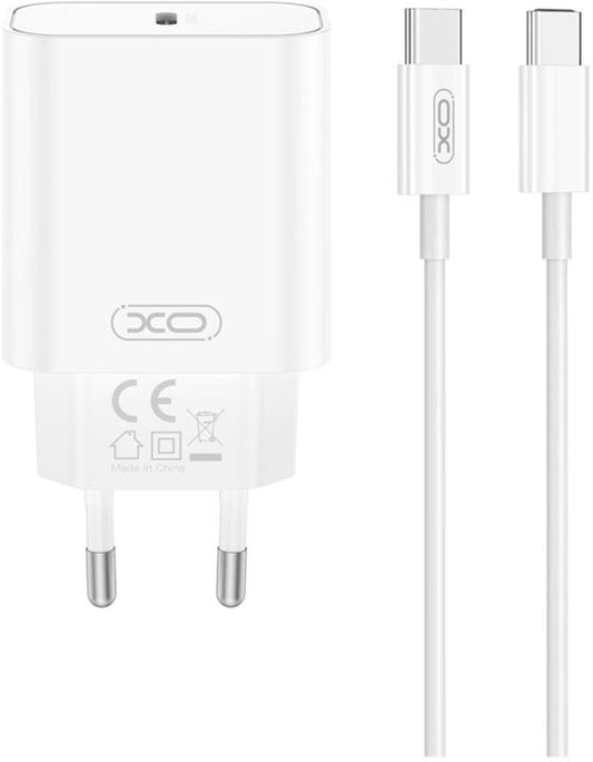 Chargeur Réseau avec Câble USB-C XO Design CE32, 20W, 3A, 1 x USB-C, Blanc