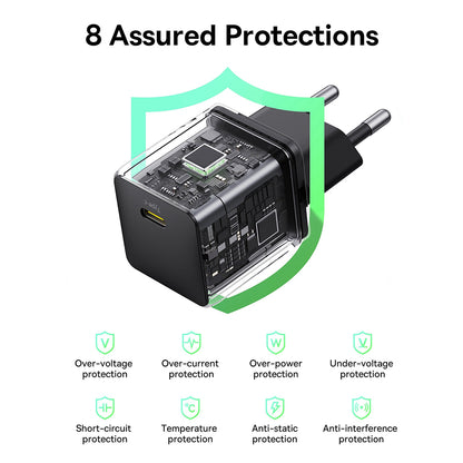 Chargeur réseau avec câble USB-C Baseus Palm, 30W, 3A, 1 x USB-C, Noir P10111605113-01