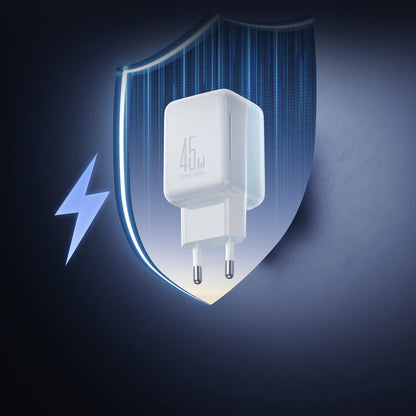 Chargeur réseau avec câble USB-C Joyroom JR-TCL05, 45W, 3A, 2 x USB-C, Blanc