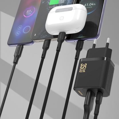 Chargeur réseau avec câble USB-C Dudao A27 Max, 35W, 1 x USB-A - 1 x USB-C, Noir