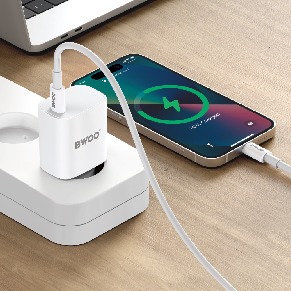 Netzladegerät mit USB-C Kabel BWOO CDA159, 20W, 3A, 1 x USB-C, Weiß