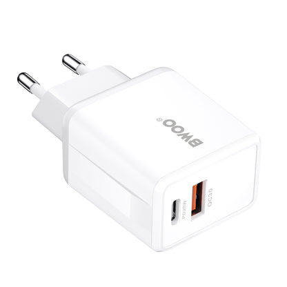 Network Charger with USB-C Cable BWOO CDA182, 38W, 3A, 1 x USB-A - 1 x USB-C, White