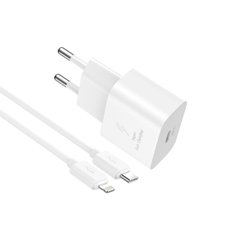 Netzteil mit Lightning-Kabel XO Design L167, 25W, 3A, 1 x USB-C, Weiß