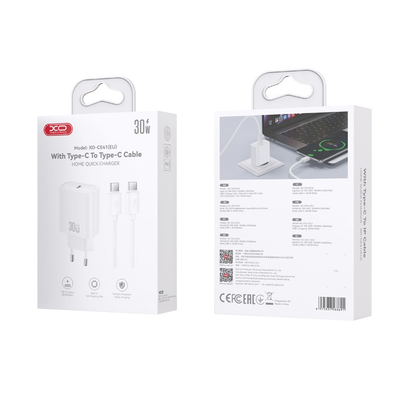 Netzteil mit USB-C-Kabel XO Design CE41, 30W, 3A, 1 x USB-C, Weiß