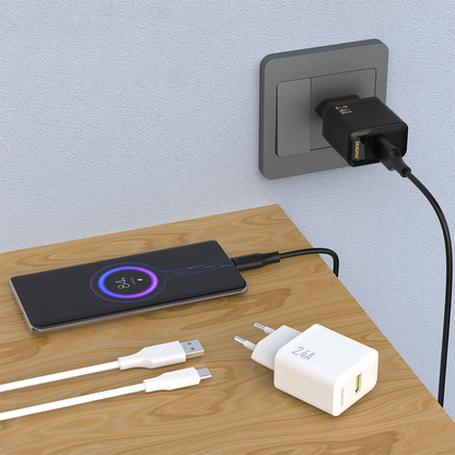Netzteil mit USB-C-Kabel Dudao A23TEU, 12W, 2,4A, 1 x USB-A, Weiß