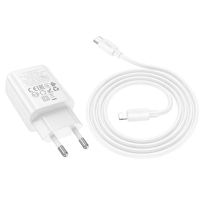 Chargeur réseau avec câble Lightning HOCO N62, 30W, 3A, 1 x USB-C, Blanc
