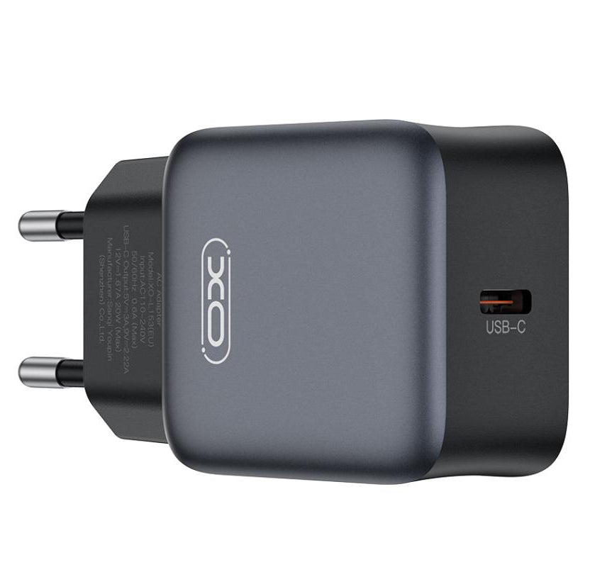 Network Charger with USB-C Cable XO Design L155, 30W, 3A, 1 x USB-C, Black