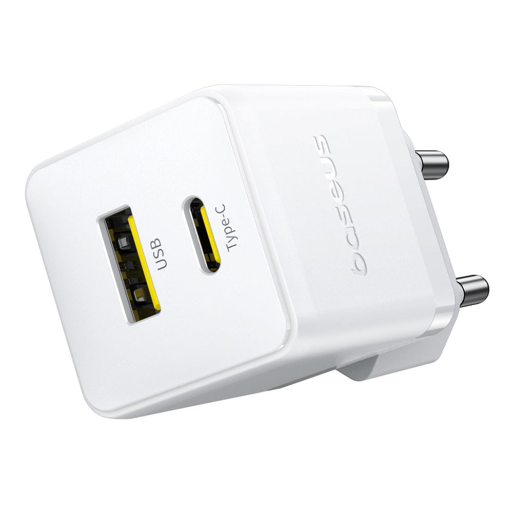 Chargeur Réseau avec Câble USB-C Baseus Palm, 20W, 3A, 1 x USB-A - 1 x USB-C, Blanc P10111608213-01