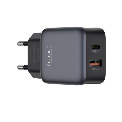 Chargeur réseau avec câble Lightning XO Design L156, 30W, 3A, 1 x USB-A - 1 x USB-C, Noir
