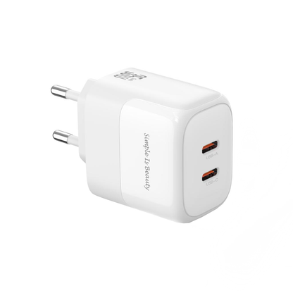 Chargeur réseau avec câble USB-C XO Design L140, 35W, 3A, 2 x USB-C, Blanc