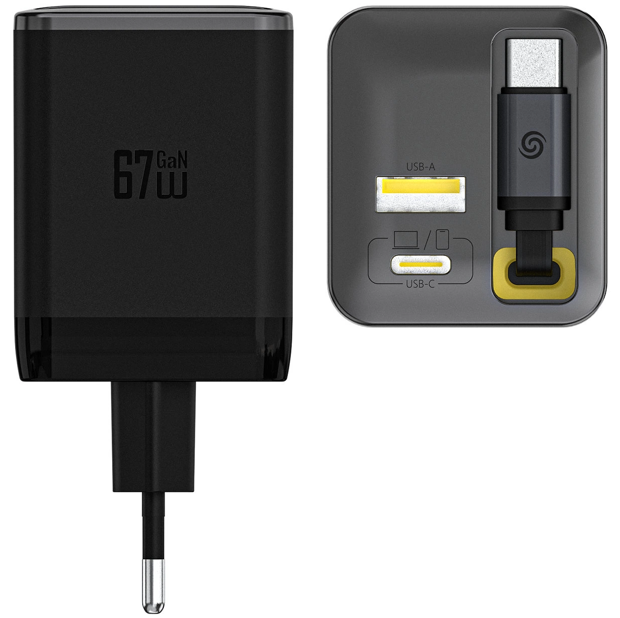 Netzladegerät mit USB-C Kabel Dudao A67EU, 67W, 3.35A, 1 x USB-A - 1 x USB-C, Schwarz