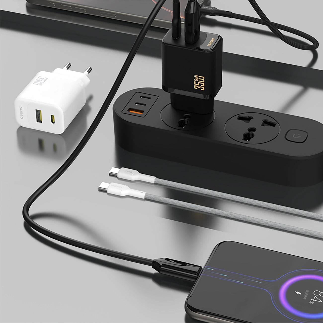 Chargeur réseau avec câble USB-C Dudao A27 Max, 35W, 1 x USB-A - 1 x USB-C, Noir