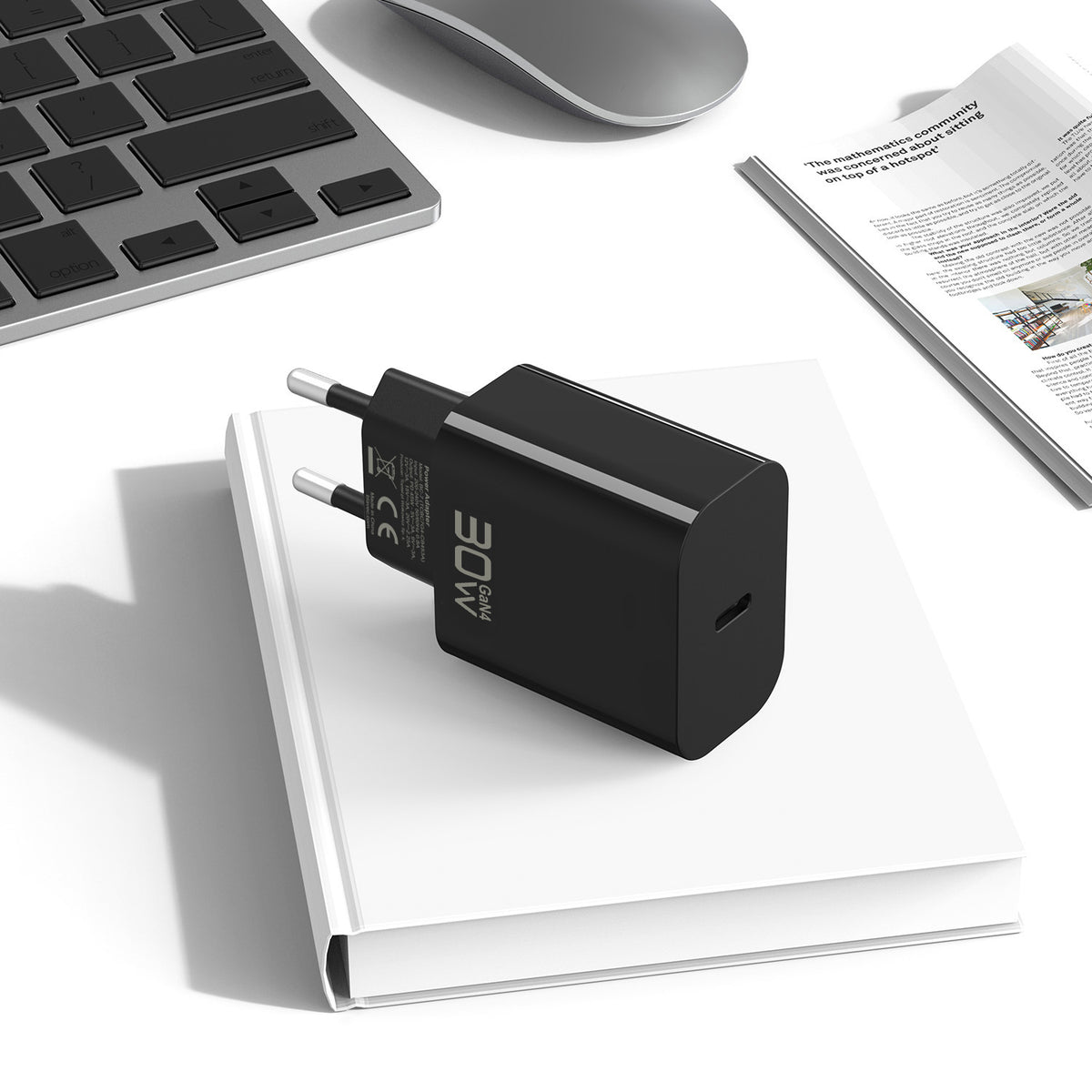 Chargeur secteur avec câble USB-C Blavec BC-14, 30 W, 3 A, 1 x USB-C, noir