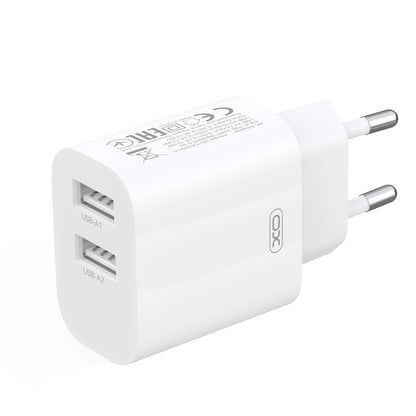 XO Design CE55 Netzladegerät mit Lightning-Kabel, 12 W, 2,4 A, 2 x USB-A, Weiß